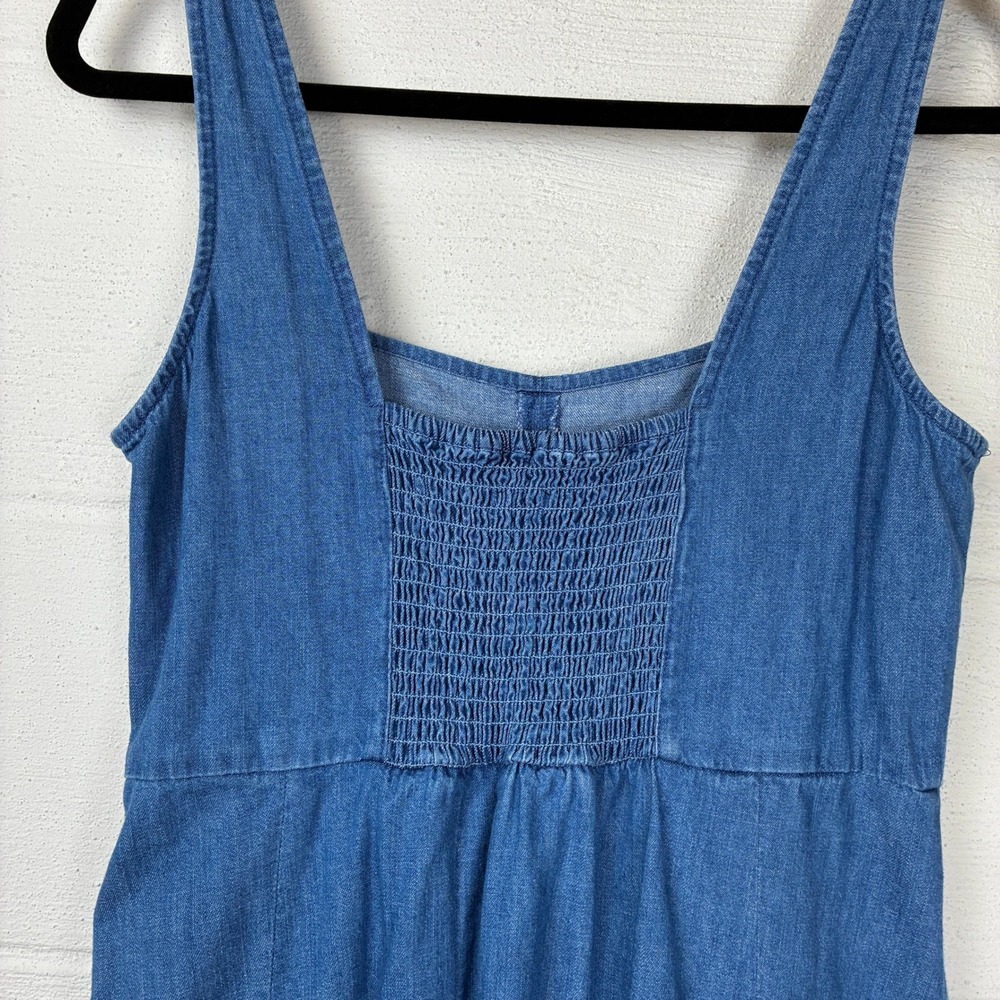 J. Crew Womens Pleated Chambray Dress Size 8 Blue Milkmaid Prairie Cottagecore - Picture 6 of 13